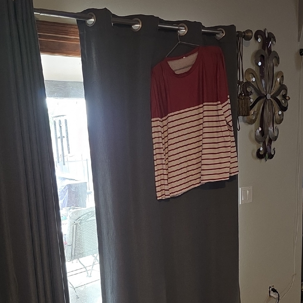 Red and White Striped Long Sleeve Shirt